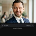 Портрет уверенного российского бизнесмена с дружелюбным взглядом на размытом нейтральном фоне в студии